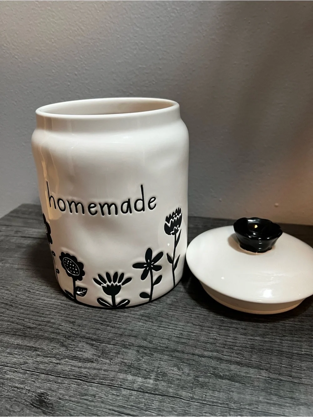 Rae Dunn White Ceramic Lid with Black Logo